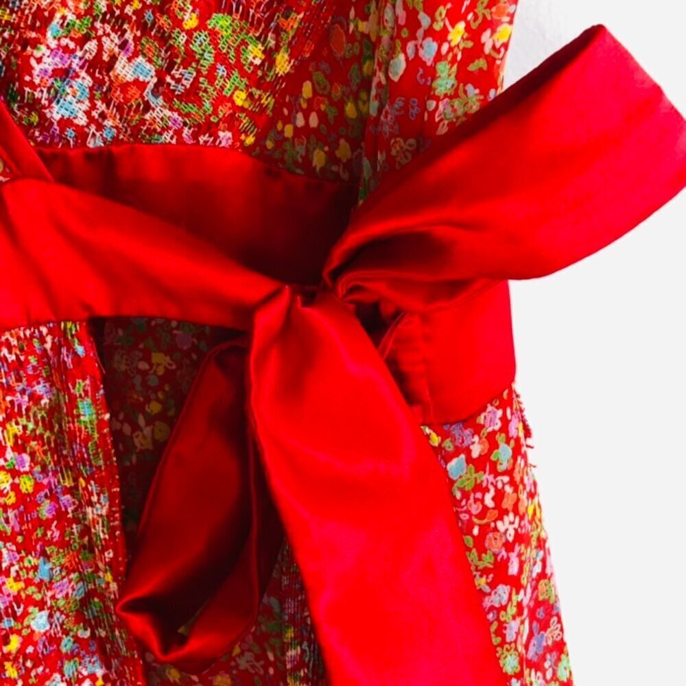 Gorgeous Light Sheer Wrap Dress with Satin Trim and Bow - Picture 8 of 16